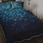 Blue Disco Lights Pattern Print Quilt Bed Set