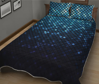 Blue Disco Lights Pattern Print Quilt Bed Set