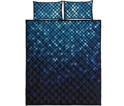 Blue Disco Lights Pattern Print Quilt Bed Set