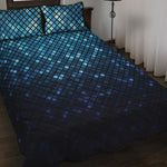 Blue Disco Lights Pattern Print Quilt Bed Set