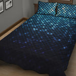 Blue Disco Lights Pattern Print Quilt Bed Set