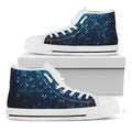 Blue Disco Lights Pattern Print White High Top Sneakers