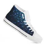 Blue Disco Lights Pattern Print White High Top Shoes