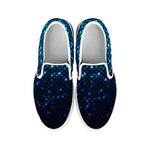 Blue Disco Lights Pattern Print White Slip On Shoes