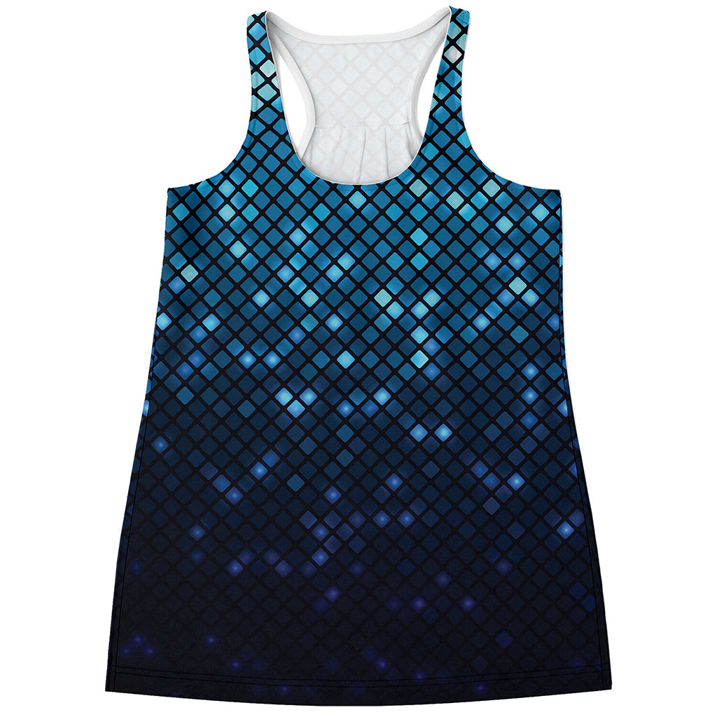 Blue Disco Lights Pattern Print Women's Racerback Tank Top