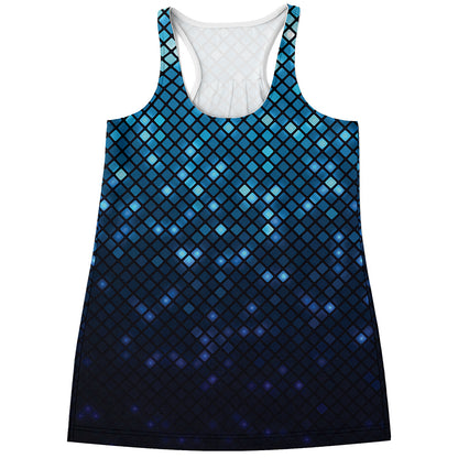 Blue Disco Lights Pattern Print Women's Racerback Tank Top