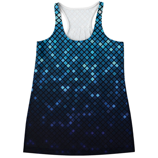 Blue Disco Lights Pattern Print Women's Racerback Tank Top