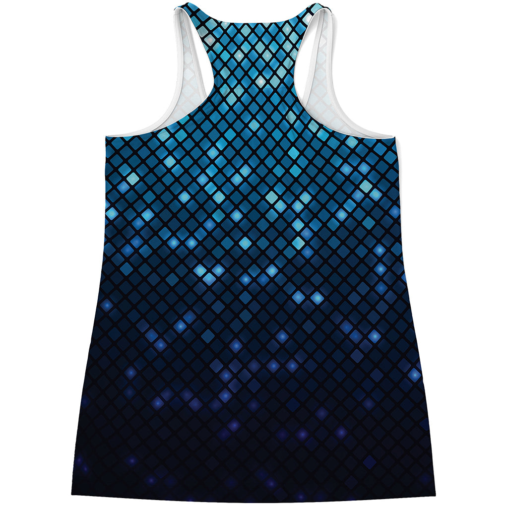 Blue Disco Lights Pattern Print Women's Racerback Tank Top