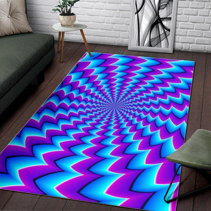 Blue Dizzy Moving Optical Illusion Area Rug GearFrost