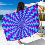 Blue Dizzy Moving Optical Illusion Beach Sarong Wrap