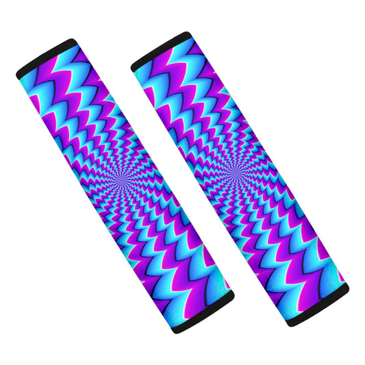 Blue Dizzy Moving Optical Illusion Car Seat Belt Covers