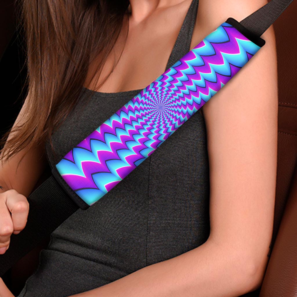 Blue Dizzy Moving Optical Illusion Car Seat Belt Covers