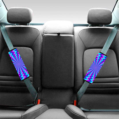 Blue Dizzy Moving Optical Illusion Car Seat Belt Covers