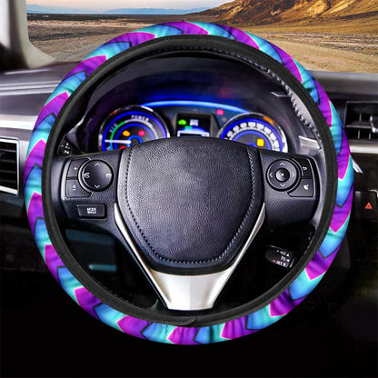 Blue Dizzy Moving Optical Illusion Car Steering Wheel Cover