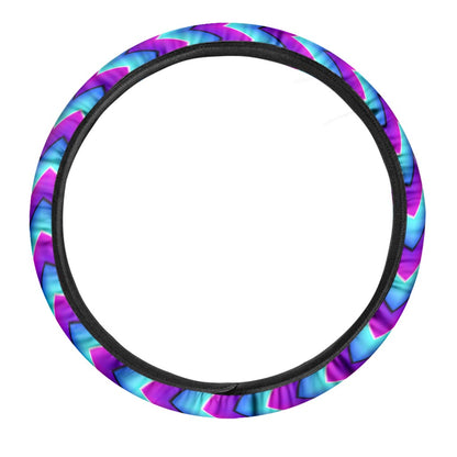Blue Dizzy Moving Optical Illusion Car Steering Wheel Cover
