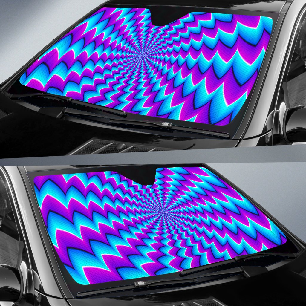 Blue Dizzy Moving Optical Illusion Car Sun Shade GearFrost
