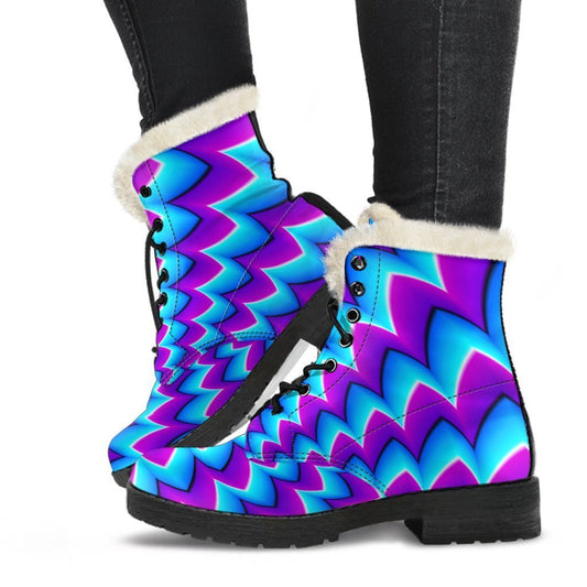 Blue Dizzy Moving Optical Illusion Comfy Boots GearFrost