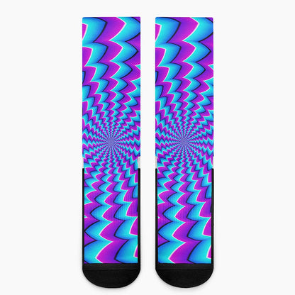 Blue Dizzy Moving Optical Illusion Crew Socks