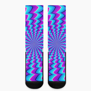 Blue Dizzy Moving Optical Illusion Crew Socks