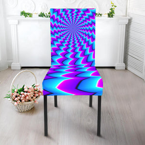 Blue Dizzy Moving Optical Illusion Dining Chair Slipcover