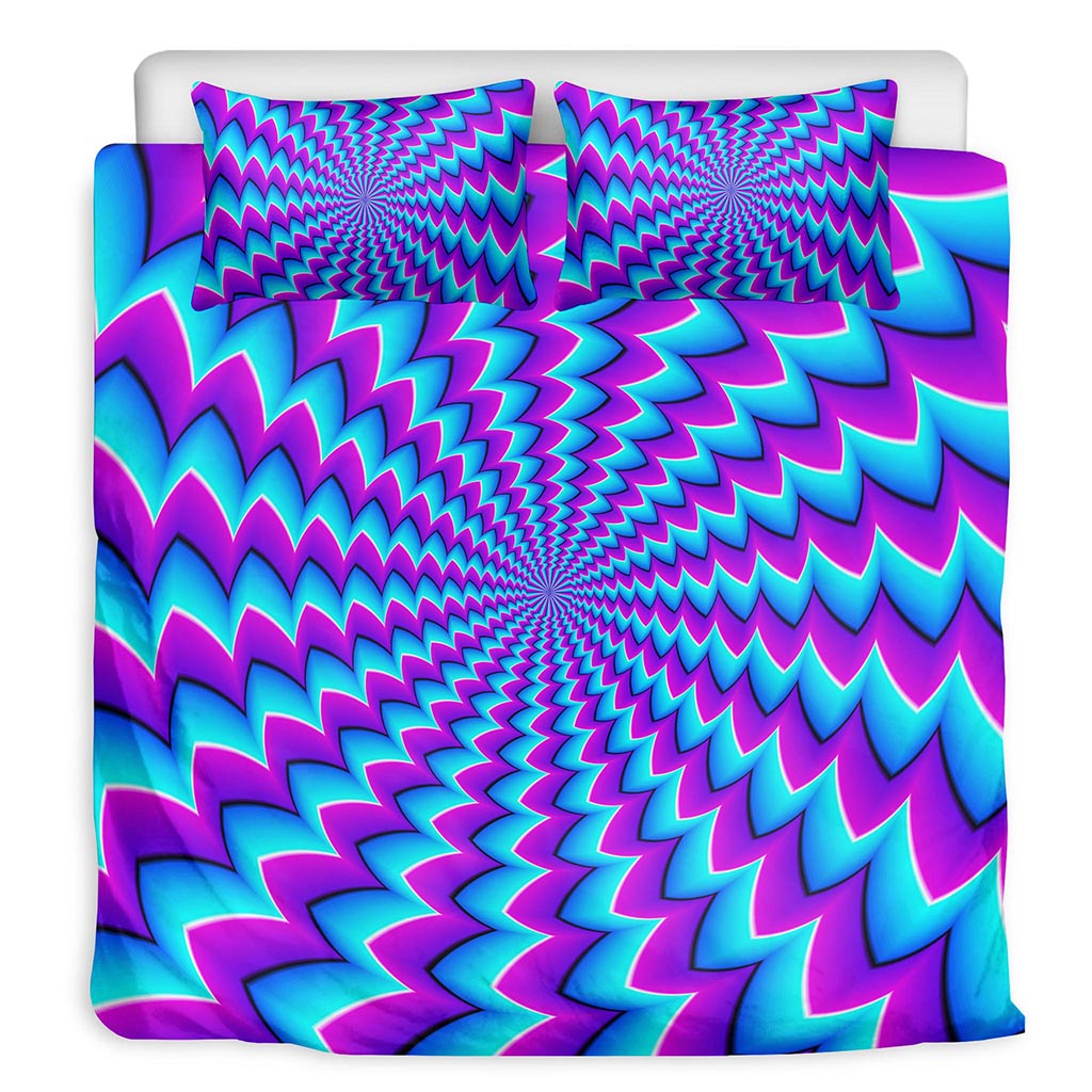 Blue Dizzy Moving Optical Illusion Duvet Cover Bedding Set