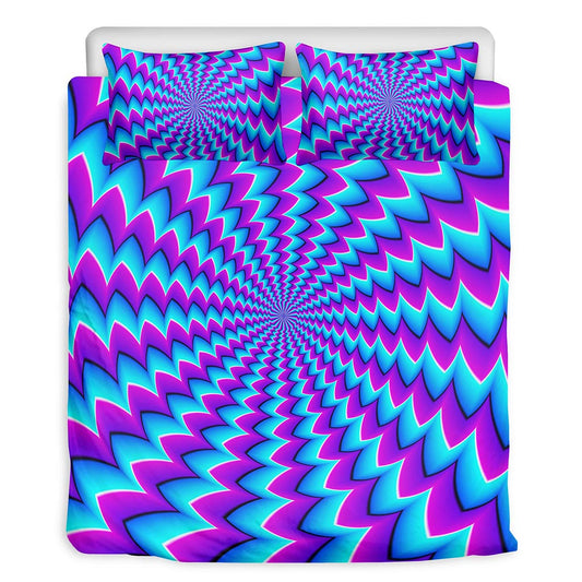 Blue Dizzy Moving Optical Illusion Duvet Cover Bedding Set