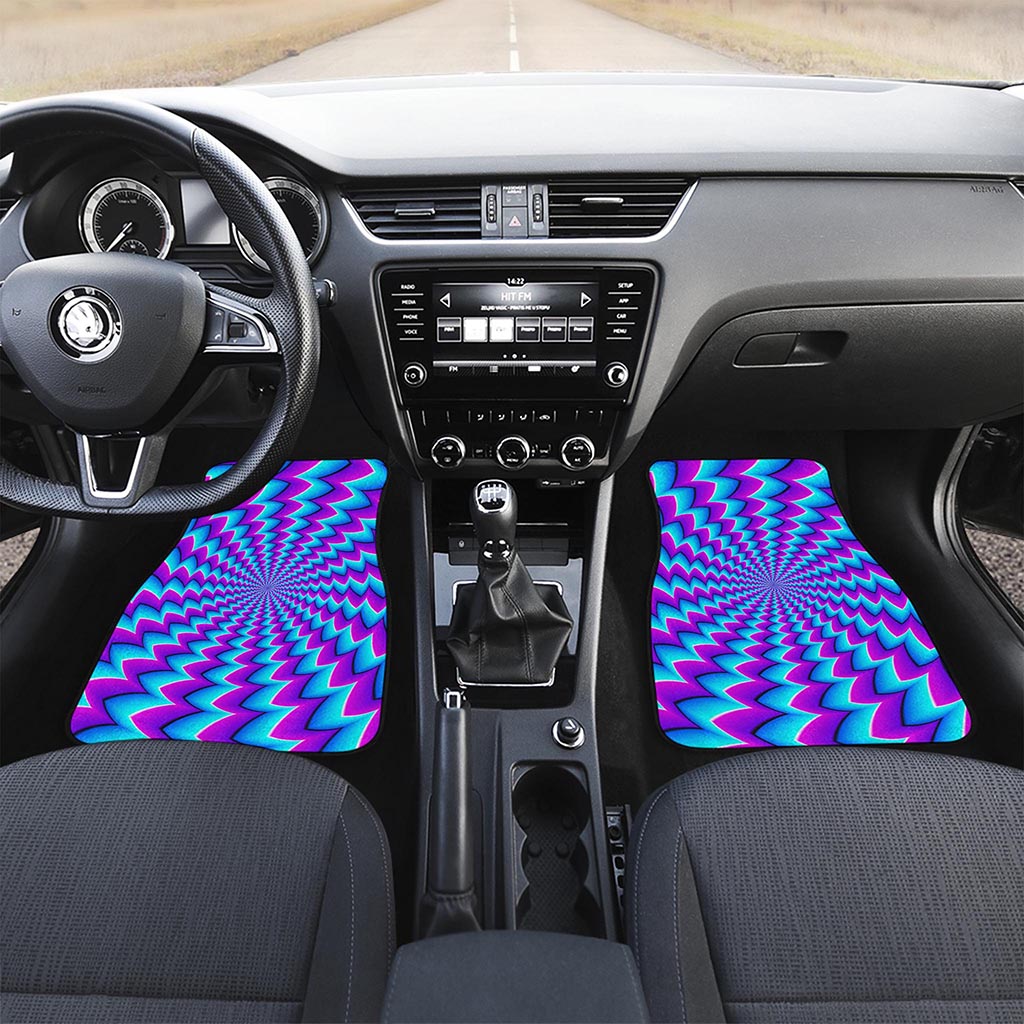 Blue Dizzy Moving Optical Illusion Front and Back Car Floor Mats