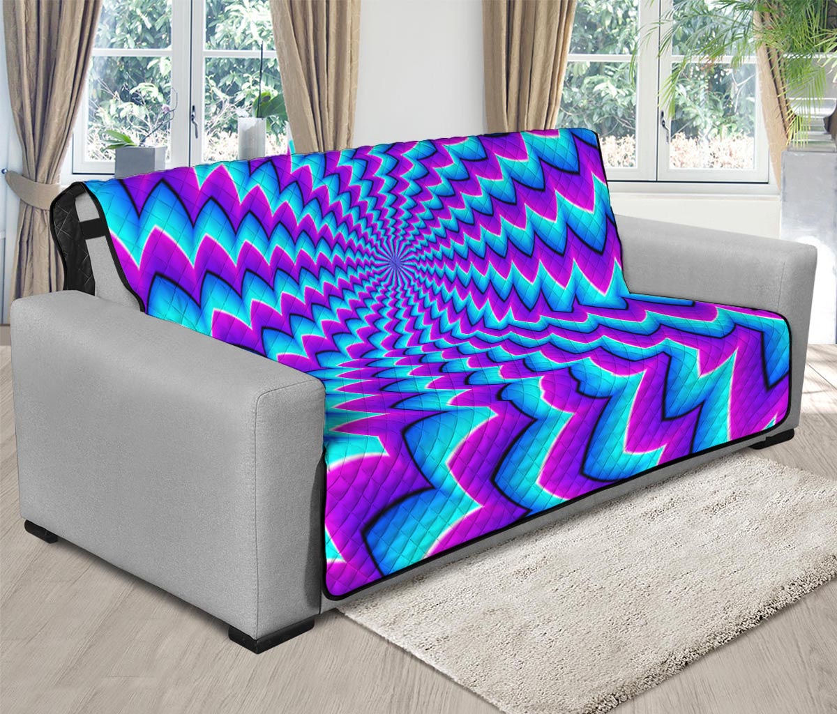 Blue Dizzy Moving Optical Illusion Futon Protector