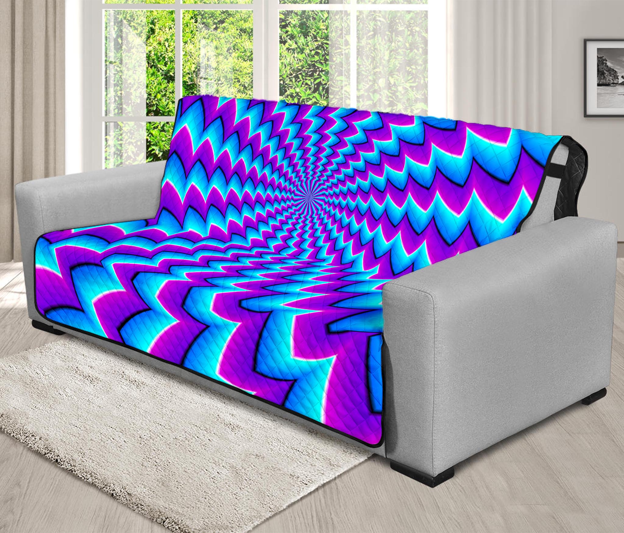 Blue Dizzy Moving Optical Illusion Futon Protector