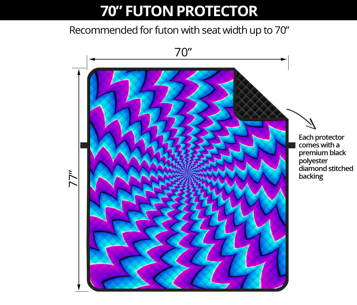 Blue Dizzy Moving Optical Illusion Futon Protector