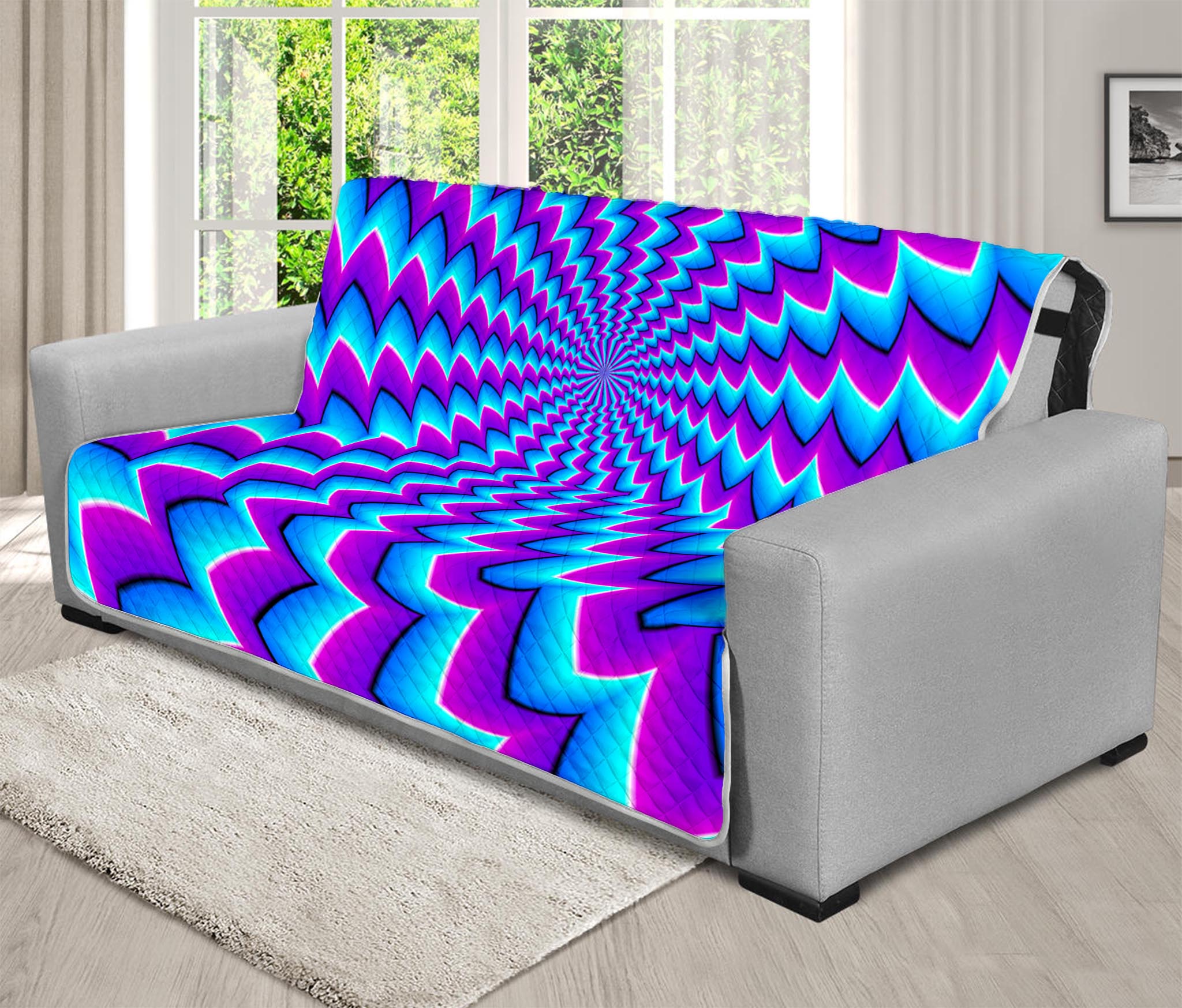 Blue Dizzy Moving Optical Illusion Futon Protector