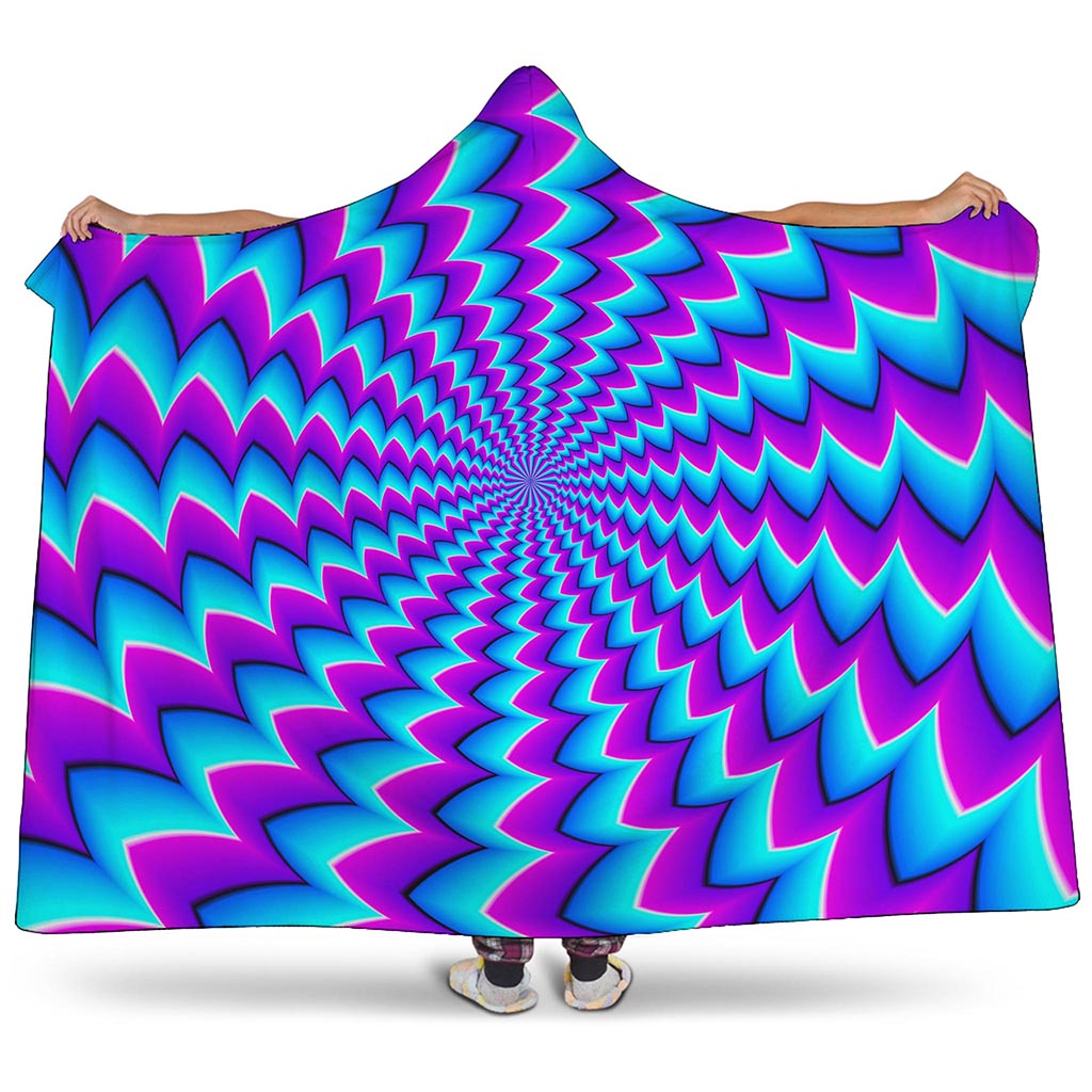 Blue Dizzy Moving Optical Illusion Hooded Blanket