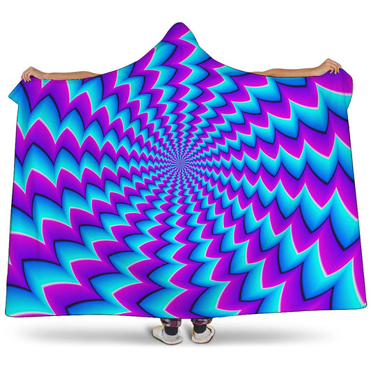 Blue Dizzy Moving Optical Illusion Hooded Blanket