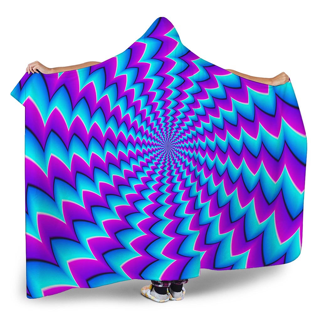 Blue Dizzy Moving Optical Illusion Hooded Blanket