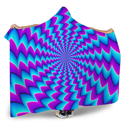 Blue Dizzy Moving Optical Illusion Hooded Blanket