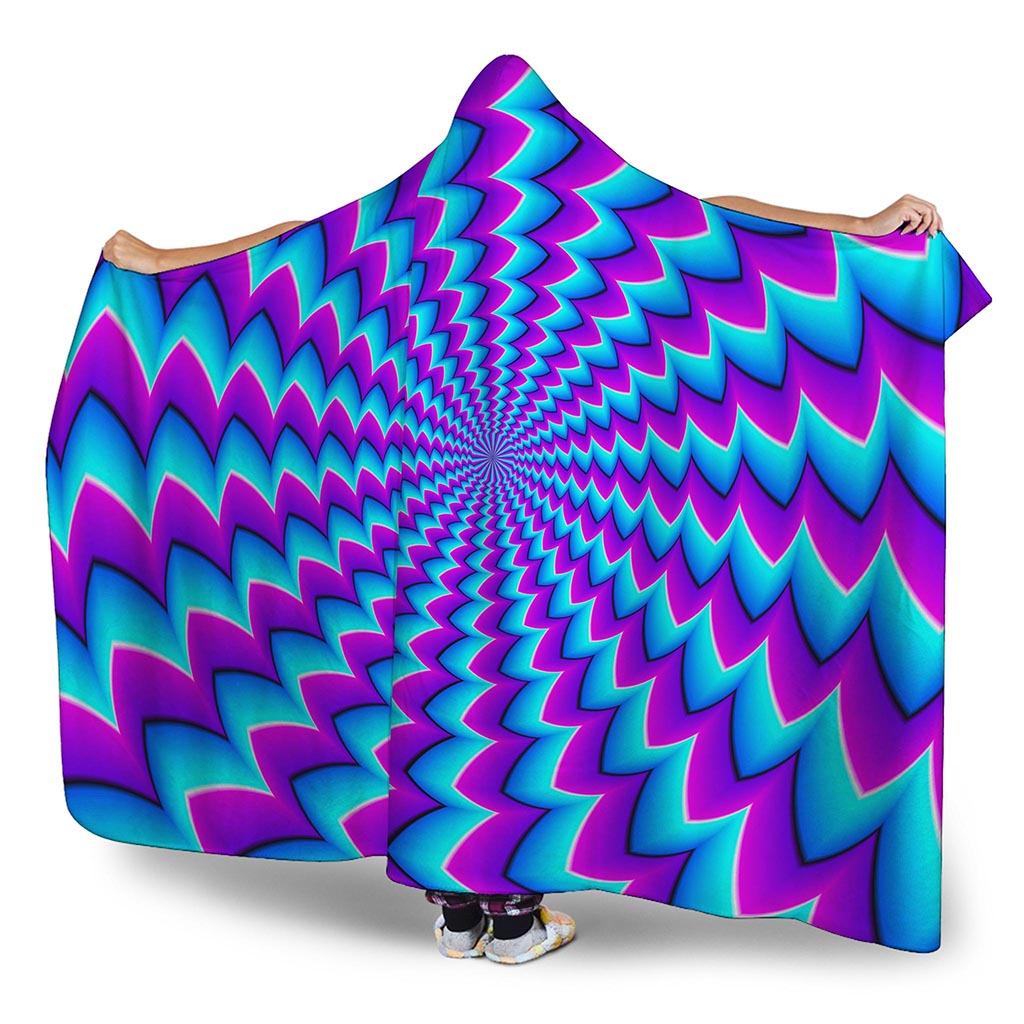 Blue Dizzy Moving Optical Illusion Hooded Blanket