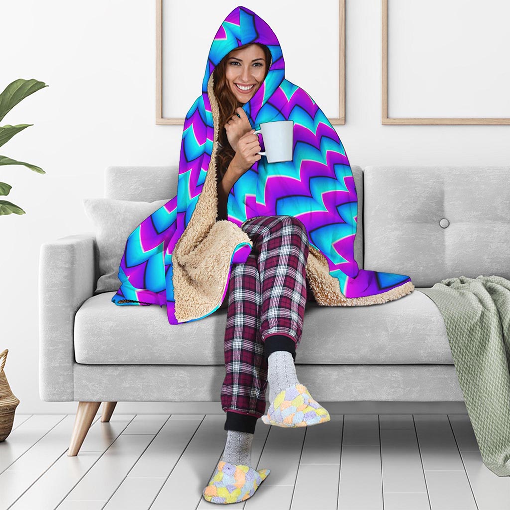 Blue Dizzy Moving Optical Illusion Hooded Blanket