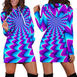Blue Dizzy Moving Optical Illusion Hoodie Dress GearFrost