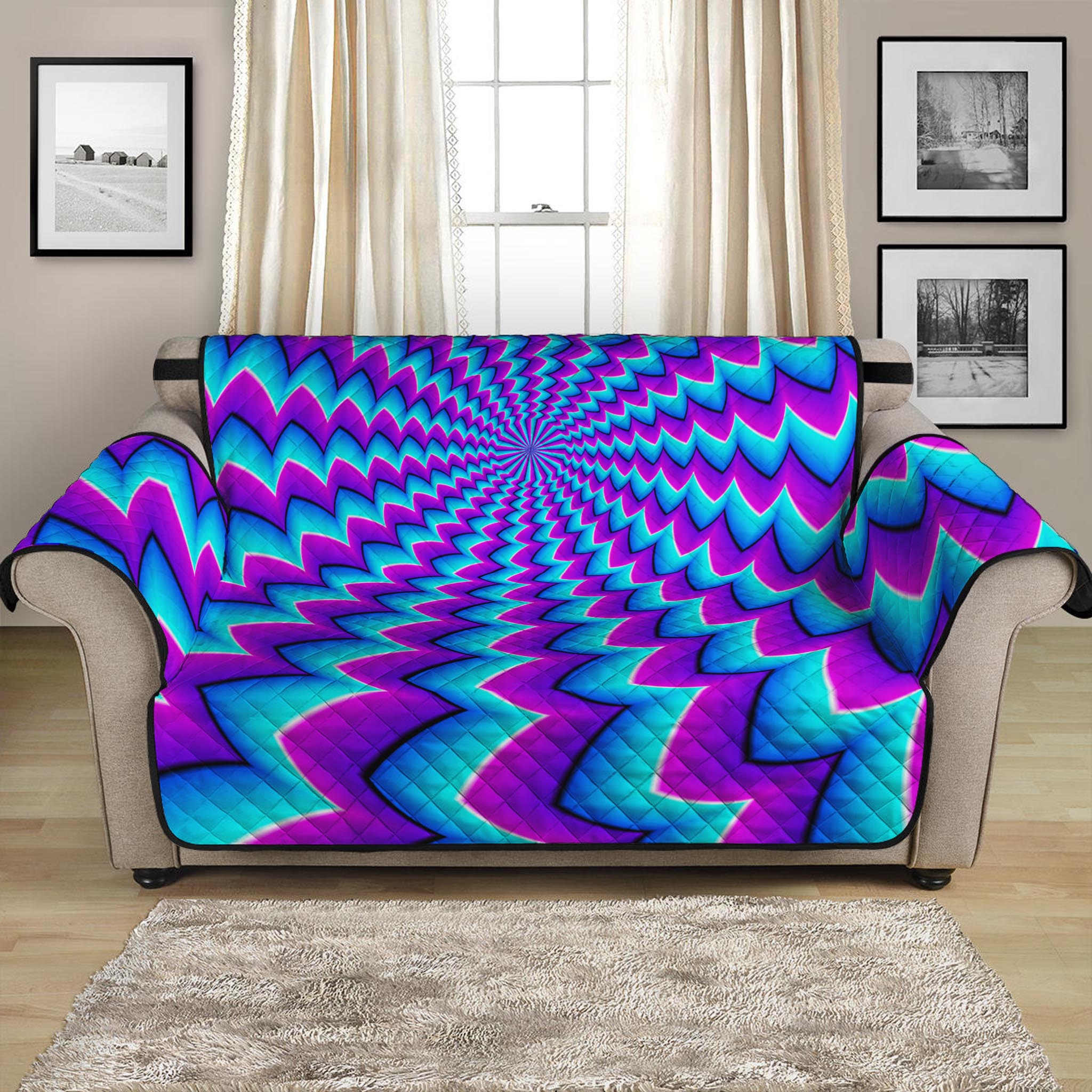 Blue Dizzy Moving Optical Illusion Loveseat Protector