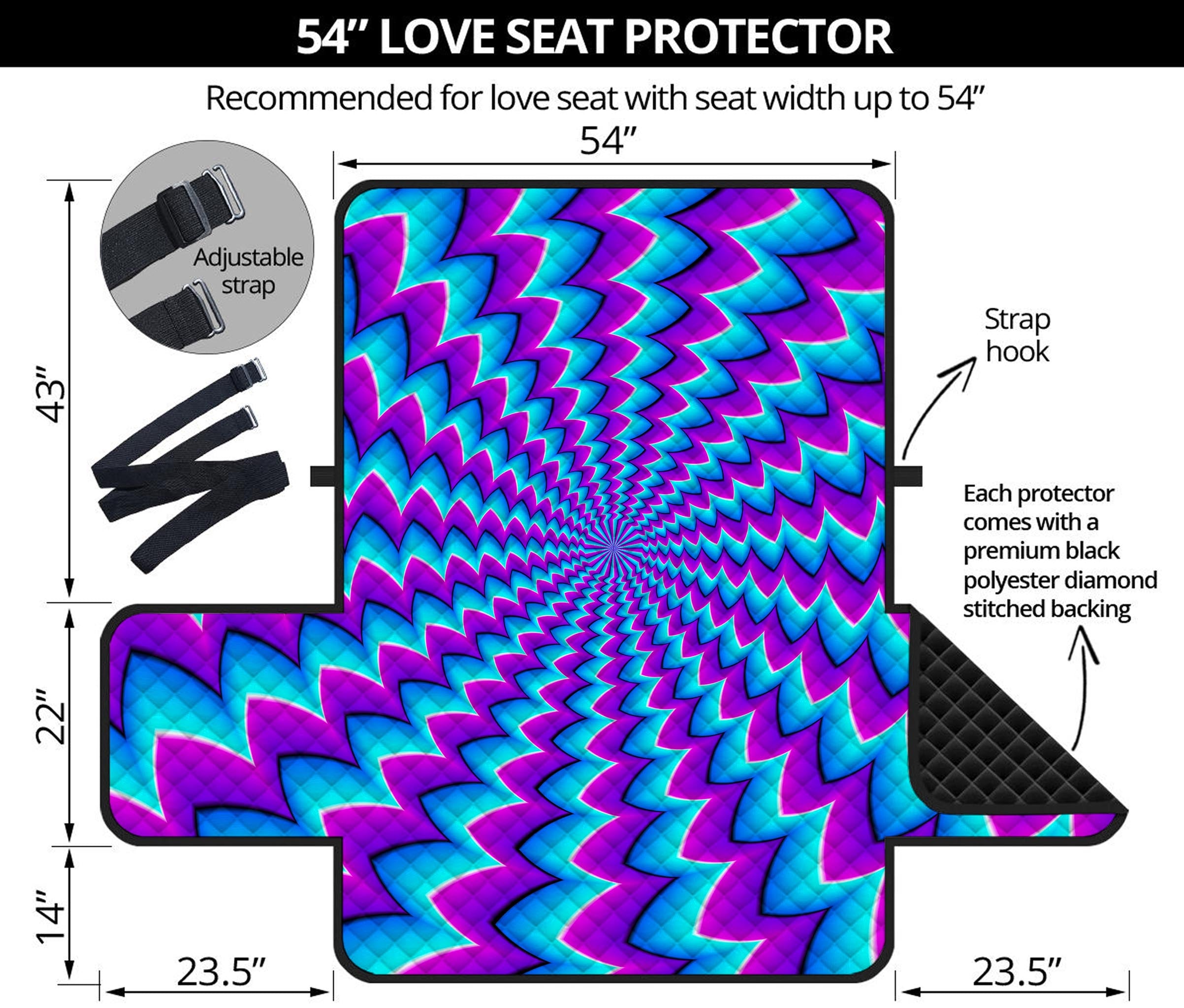 Blue Dizzy Moving Optical Illusion Loveseat Protector