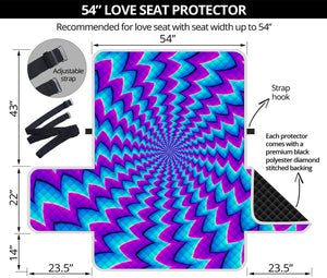 Blue Dizzy Moving Optical Illusion Loveseat Protector