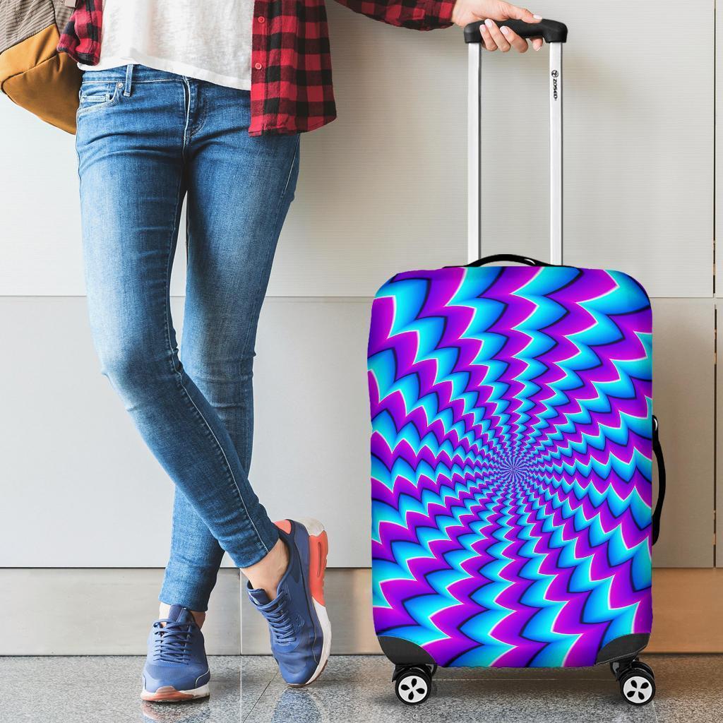 Blue Dizzy Moving Optical Illusion Luggage Cover GearFrost