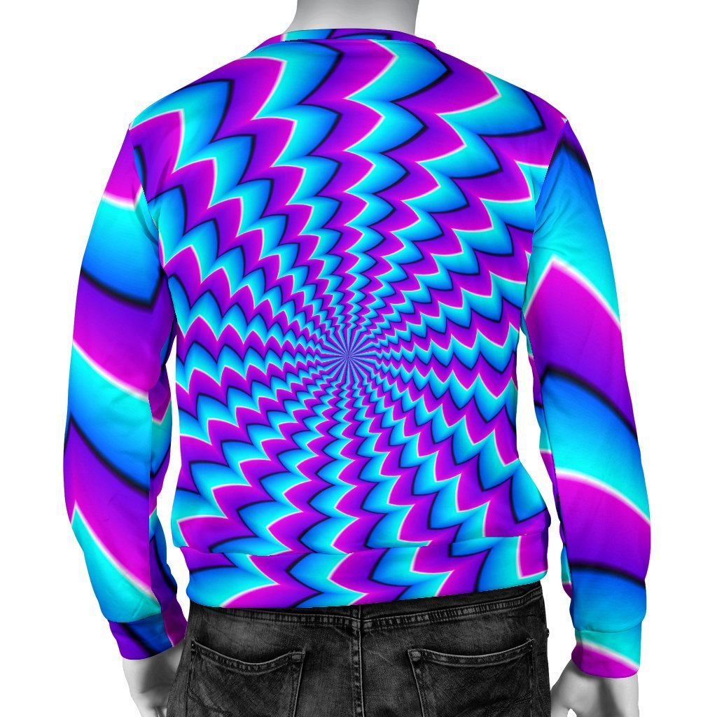 Blue Dizzy Moving Optical Illusion Men's Crewneck Sweatshirt GearFrost