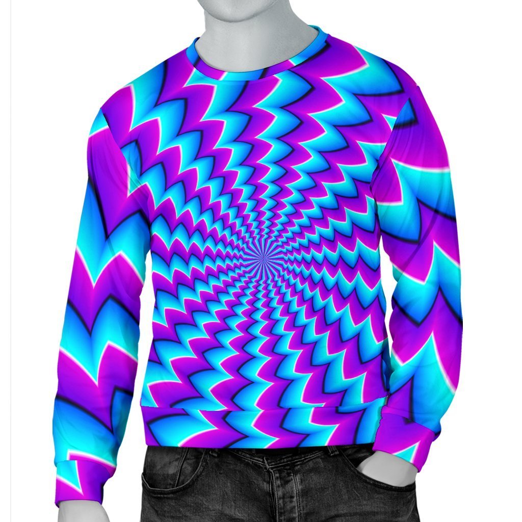 Blue Dizzy Moving Optical Illusion Men's Crewneck Sweatshirt GearFrost