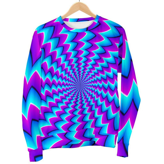 Blue Dizzy Moving Optical Illusion Men's Crewneck Sweatshirt GearFrost