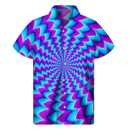 Blue Dizzy Moving Optical Illusion Men's Short Sleeve Shirt