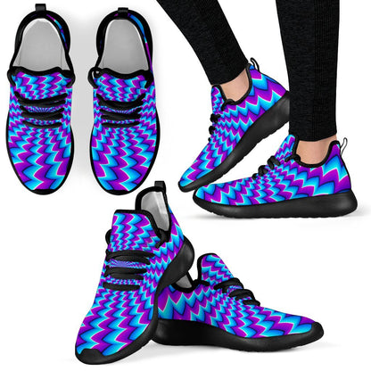 Blue Dizzy Moving Optical Illusion Mesh Knit Shoes GearFrost