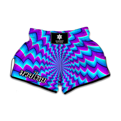 Blue Dizzy Moving Optical Illusion Muay Thai Boxing Shorts