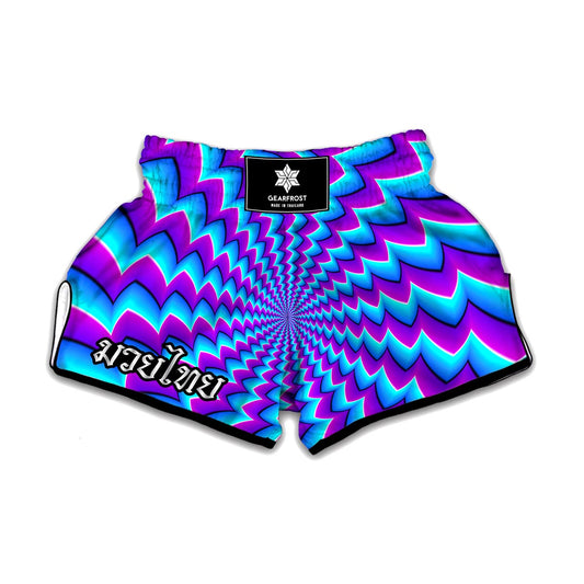 Blue Dizzy Moving Optical Illusion Muay Thai Boxing Shorts