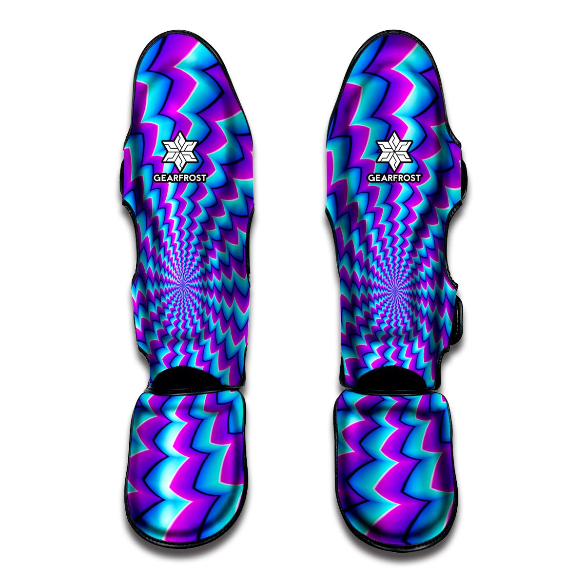 Blue Dizzy Moving Optical Illusion Muay Thai Shin Guard